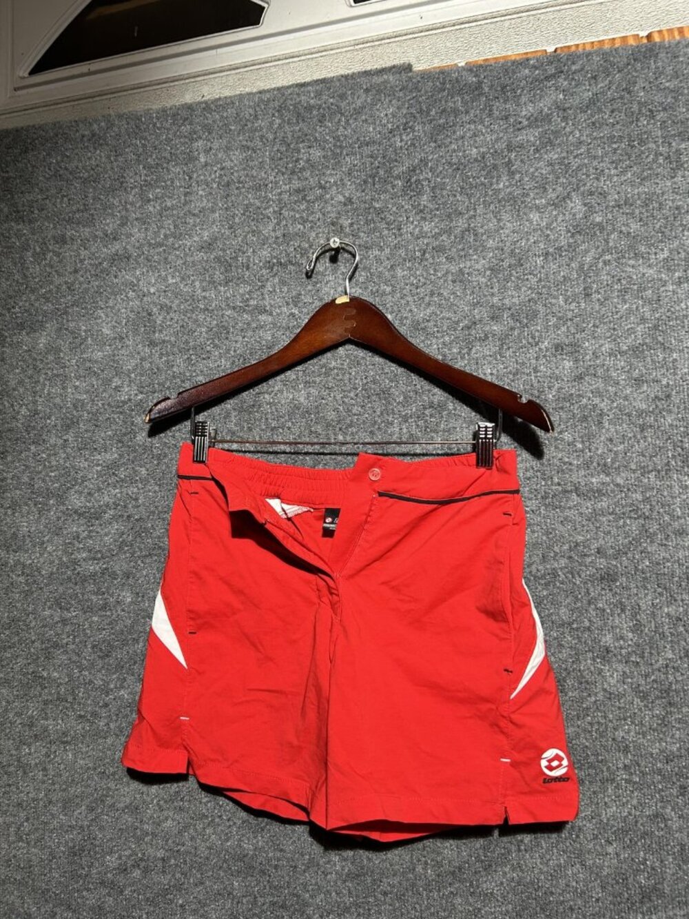 Lotto Shorts Mens Large Red Nylon Spandex Athletic Running Gym Training Sport